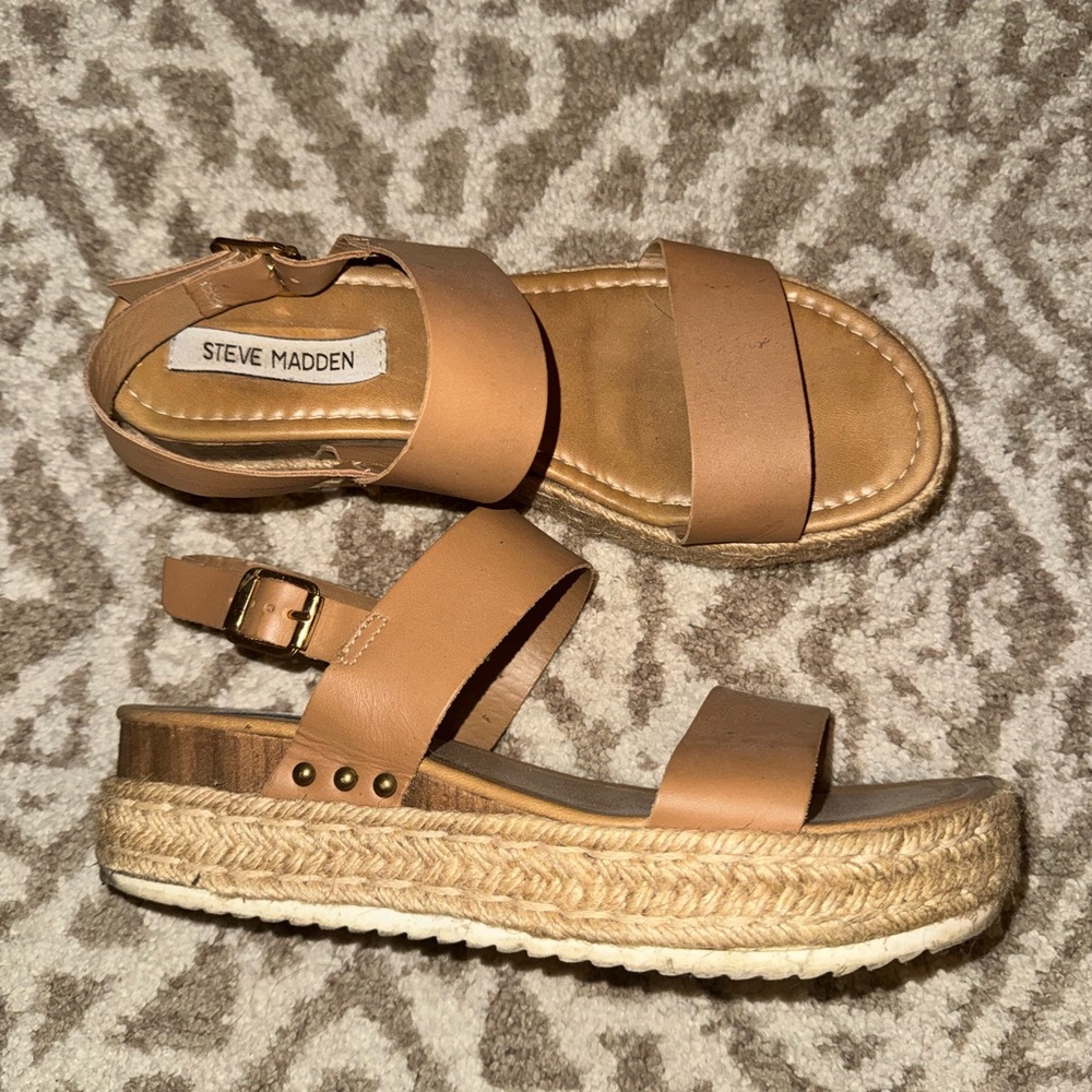 Steve Madden Neutral Tan Double Strap Slingback Sandals